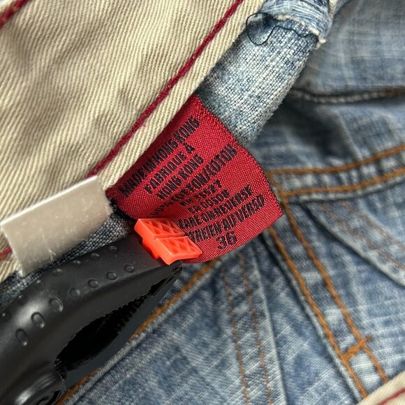 Girbaud 90s Hip Hop Baggy Jorts Size 36 Denim Wide Leg Distressed Skater Light - Picture 8 of 9